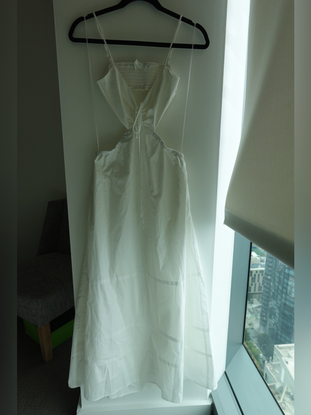Astr White Backless Cutout Maxi Dress with Tie Front